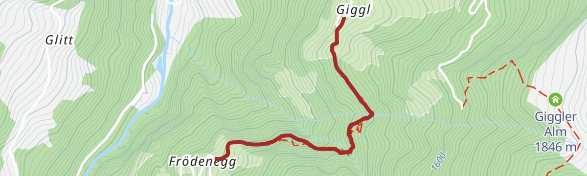 Route map: 704: Singletrail Tobadill
